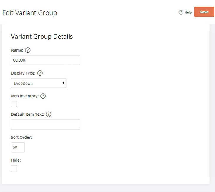 Variant Groups Details