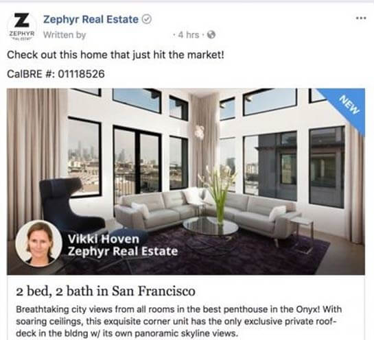Facebook ad from Zephyr Real estate