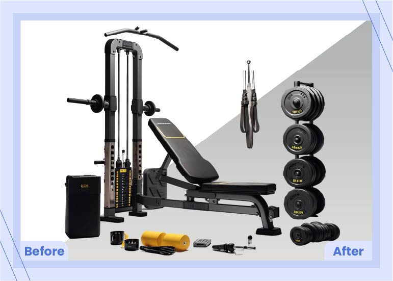 fitness equipment photo editing sample