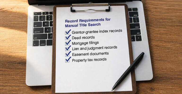 Record Requirements for Manual Title Search