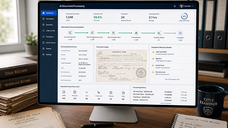 Ai and intelligent document processing for chain of title